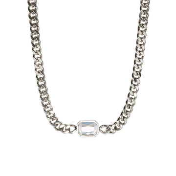 Silver Chunky Gem Choker by Short & Suite
